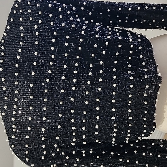 Monica All Over Pearl, Black Sequin Crop Jacket Petal + Pup - Picture 4 of 9